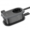 Мережевий фільтр Hoco NS7 Sharp 1 position(PD20W/1C2A) desktop socket(EU) Black