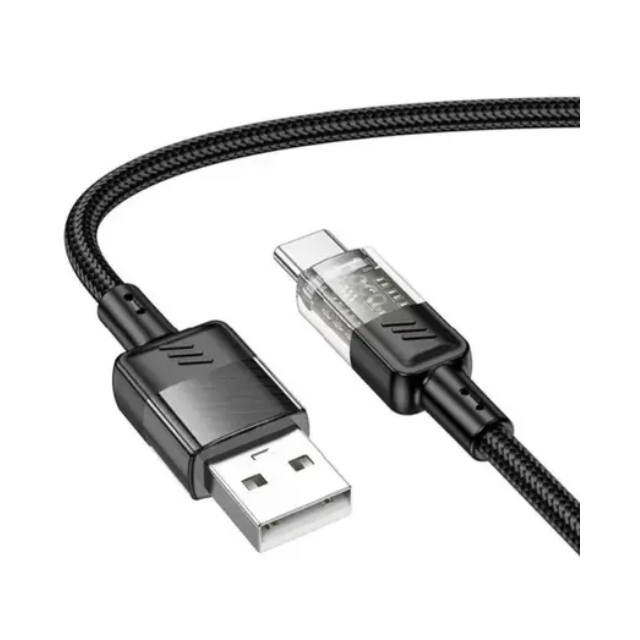 Кабель Hoco U129 Spirit transparent charging data cable Type-C Black (U129)