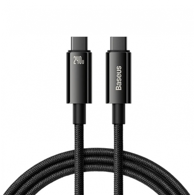 Кабель Baseus Tungsten Gold Fast Charging Data Cable Type-C to Type-C 240W 1m Black