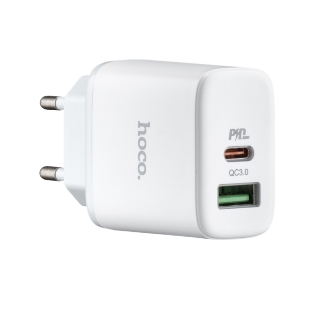 СЗУ Hoco C105A Stage dual port PD20W+QC3.0 charger (EU) White (C105A)
