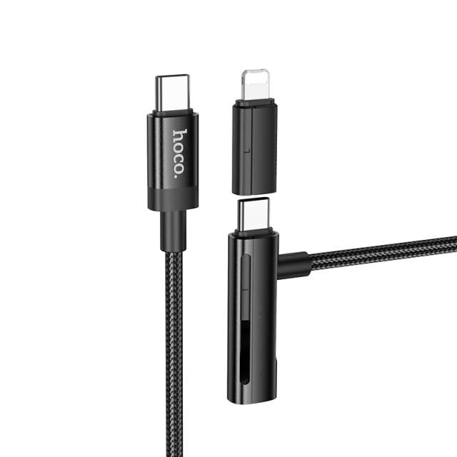 Кабель Hoco U135 Incredible 2-in-1charging data cable Type-C to iP/Type-C Black (U135)