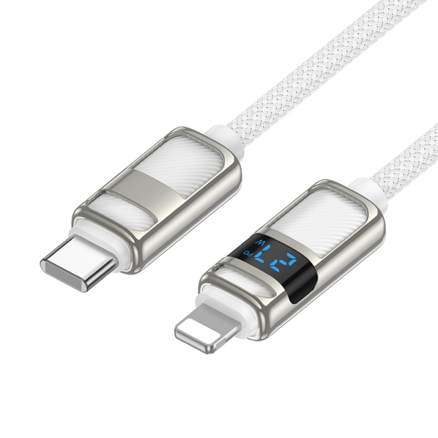 Кабель Hoco U137 Line PD charging data cable with display iP White