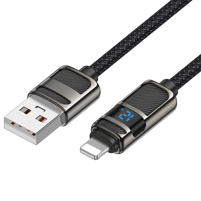 Кабель Hoco U137 Line charging data cable with display iP Black