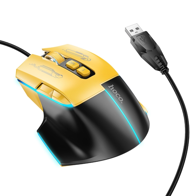 Комп'ютерна миша Hoco GM31 Overlord luminous gaming wired mouse Black with yellow